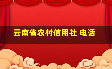 云南省农村信用社 电话